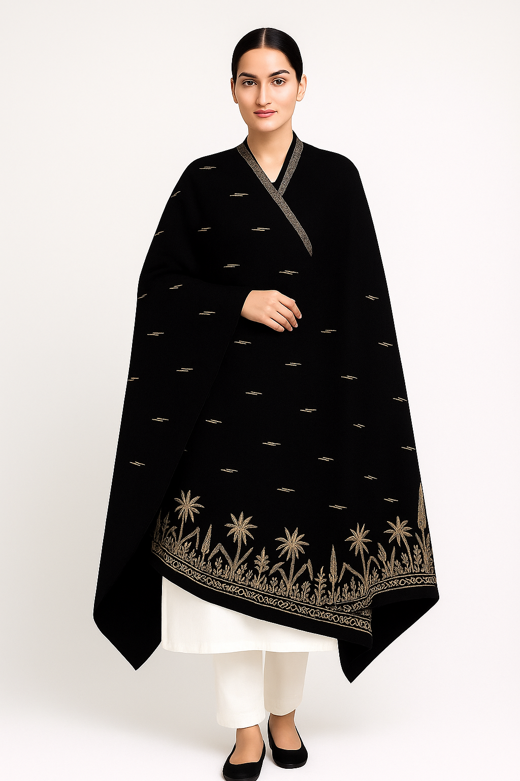 Premium Hand-Embroidered Velvet Shawl – A Touch of Elegance