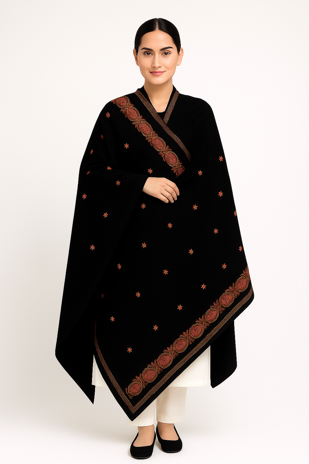 Premium Hand-Embroidered Velvet Shawl – A Touch of Elegance